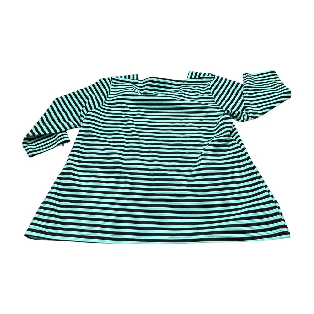 Croft & Barrow Teal Black Stripe Top 1X - Picture 3 of 6
